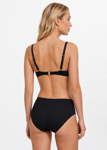 Maillot de bain 2 pièces lignes irisées Noir