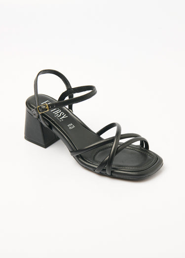 Sandales brides fines avec talon carré Noir
