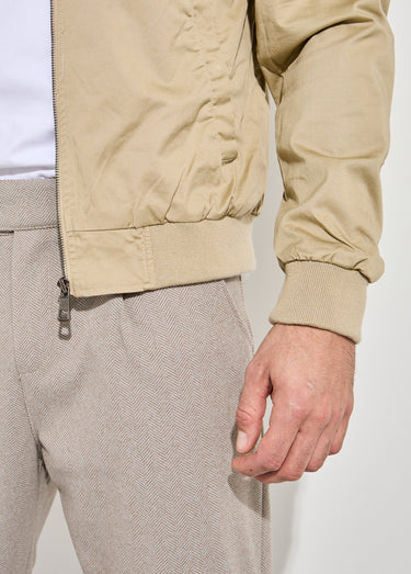 Blouson zippé forme Harrington col cotes Beige