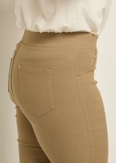 Pantalon extensible taille élastiquée Beige