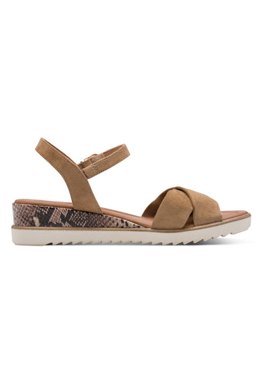 Sandales compensées avec brides croisées Beige