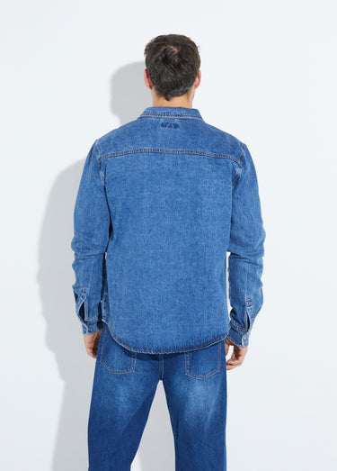 Chemise en jean en denim épais stone Bleu