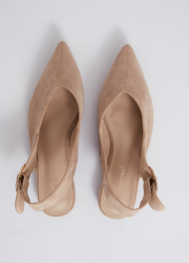 Escarpins pointus avec bride slingback Beige