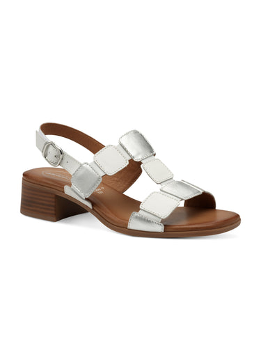 Sandales en cuir élastiquées à talon Gris