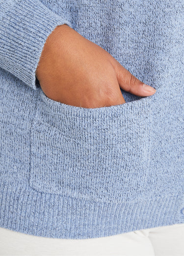 Gilet col V boutonné brodés strassé Bleu