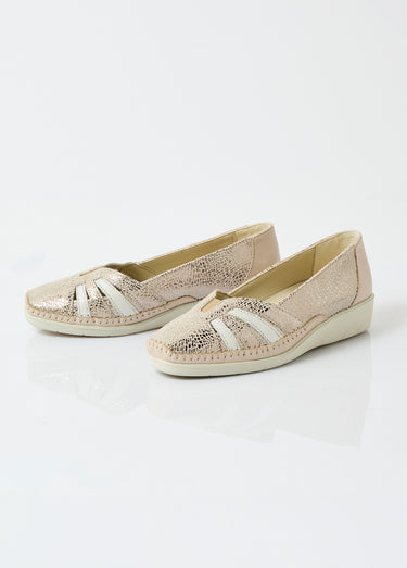 Mocassins compensés souples largeur confort cuir Taupe