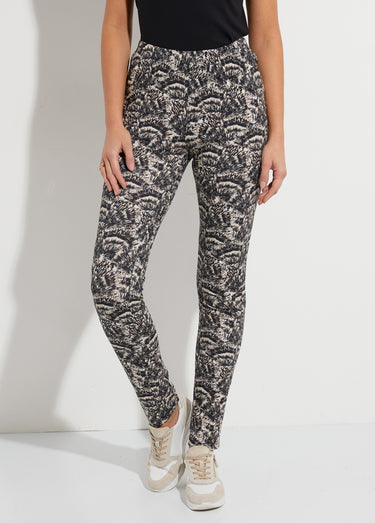 Legging ceinture élastiquée uni ou imprimé Noir/sable