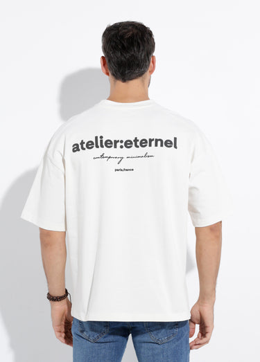 T-shirt inscriptions devant et dos Ecru