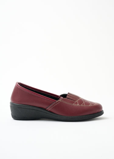 Mocassins cuir largeur confort élastiqués Bordeaux