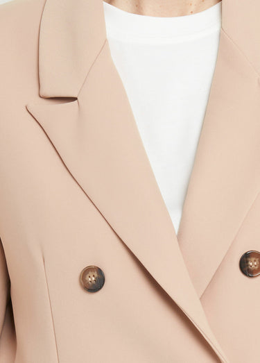 Veste blazer longue, double boutonnage Beige Rose