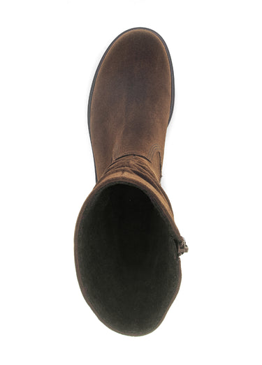 Boots casual en cuir plissé aspect daim Whisky