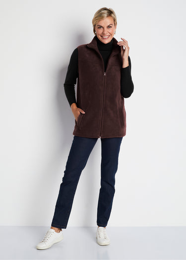 Blouson zippé sans manches polaire Marron