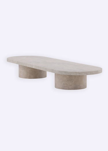 Table basse en bois, pieds cylindriques Beige