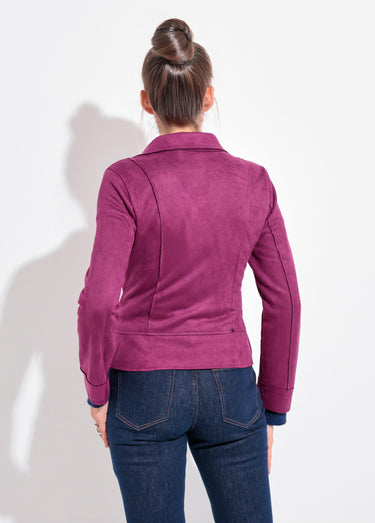 Veste zippée style motard en suédine Violet