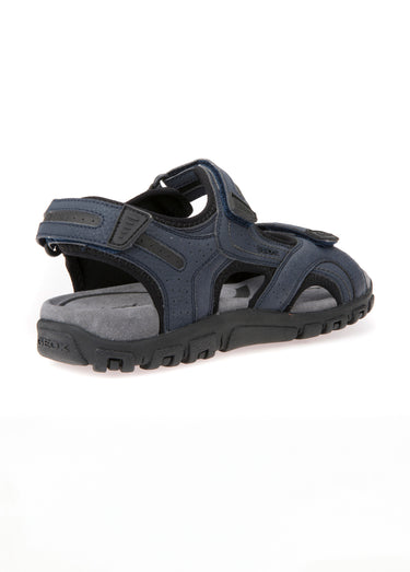Sandales sportwear perforées à scratchs Marine/Gris Fonce