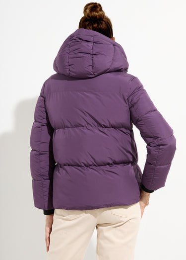 Doudoune courte matelassée à capuche Violet