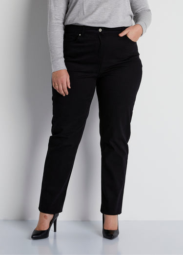 Pantalon droit 5 poches coton stretch Noir