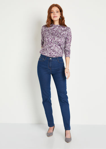 Sous-pull maille chinée extensible Parme/Gris
