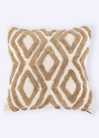 Coussin déco, motif bicolore losanges Ivoire