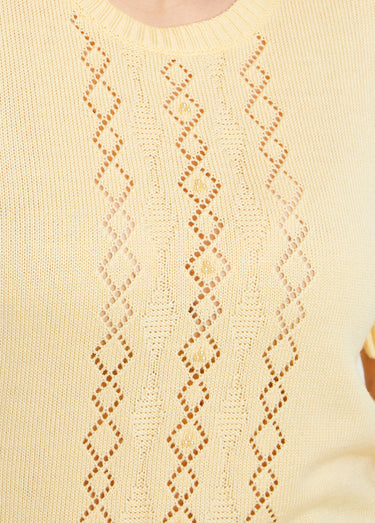 Pull ajouré perlé manches courtes Vanille