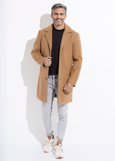 Manteau homme col tailleur en lainage Camel