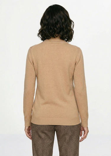 Pull doux col roulé manches longues Camel