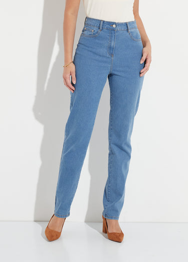 Jean 5 poches ceinture extensible coton stretch Bleach