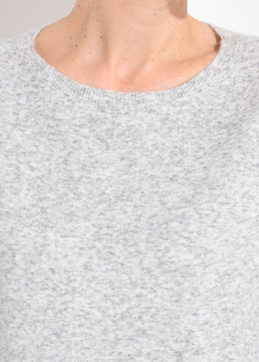 Pull col rond dégagé chaud avec laine Gris Clair