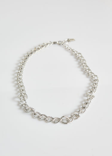 Collier gourmette ras de cou en acier Argente