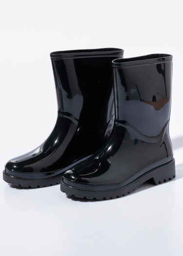Bottines de pluie unies, semelle crantée Noir
