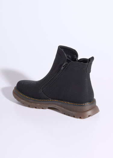 Boots zippées, coutures contrastantes Noir