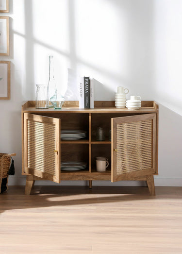 PALMO Buffet 2 portes en cannage rotin Bois Clair
