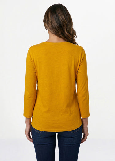 T-shirt manches 3/4 coton et macramé Miel