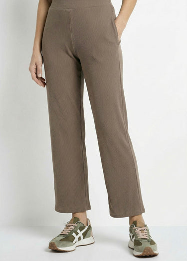 Pantalon large jersey cotelé, Essentiel Taupe