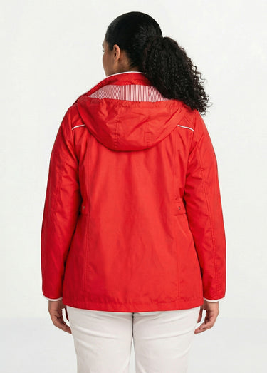 Parka courte zippée légère avec capuche Rouge