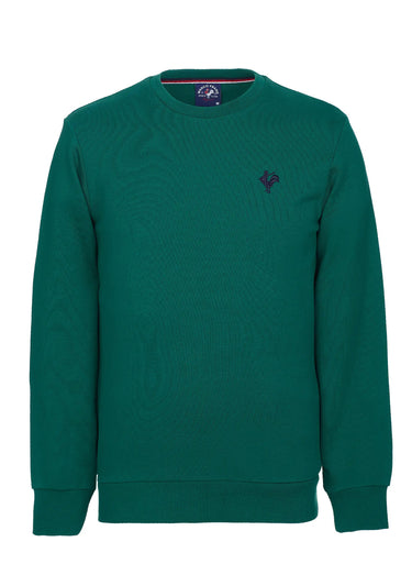 Sweat molletonné col rond manches longues Vert Sapin