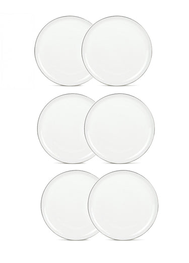 6 assiettes plates Sélène, argenté Gris
