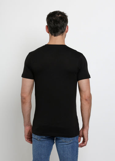 T-shirt col V à manches longues, foncé Noir