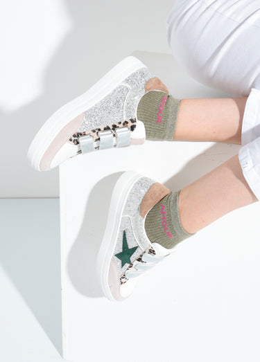 Baskets scratchées mode multi matières Gris