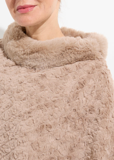 Poncho col montant en polaire façon sherpa Taupe