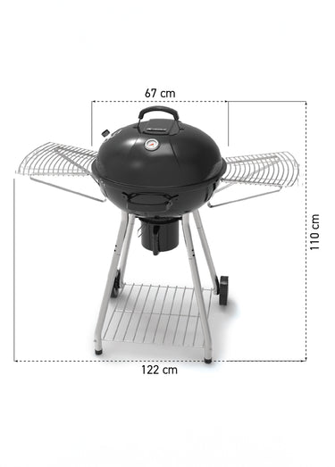 Barbecue 2 en 1 au charbon + couvercle Noir