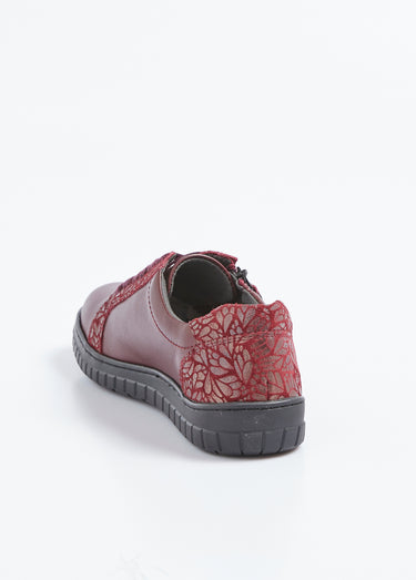 Baskets largeur confort lacées et zippées Bordeaux
