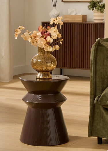 Table d'appoint acier forme totem MAYA Chocolat