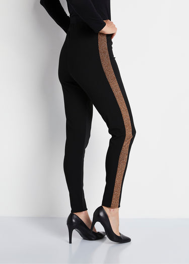 Legging taille élastiquée côtés brillants Noir
