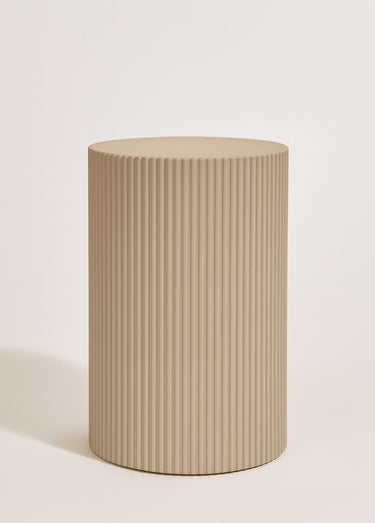 Table d'appoint colonne, aspect rainuré Beige/Gris