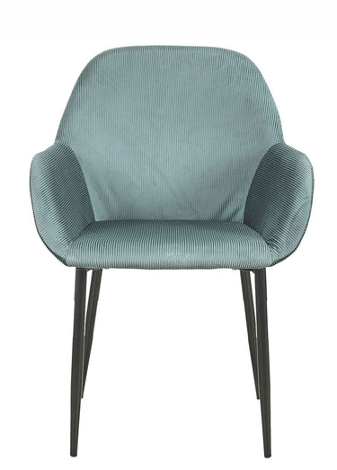 Set 2 Fauteuils velours cotelé, pieds métal Bleu Canard