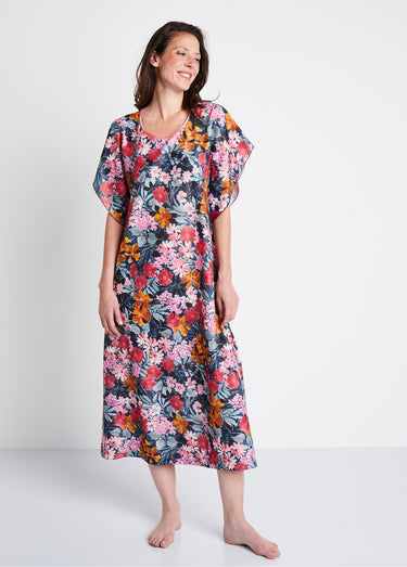 Robe d'intérieur maille satinée imprimée Imprime Vert