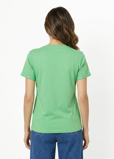 T-shirt col rond avec épaule boutonnée Vert