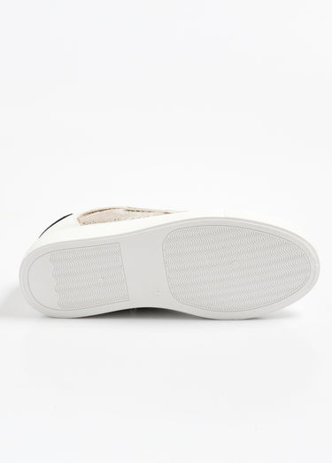 Baskets bimatière aspect reptile à lacets Blanc