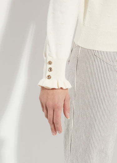 Pull col montant plissé maille plumetis Beige